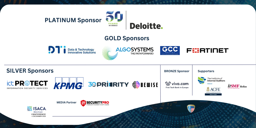 ISACA Athens Chapter Conference 2025 our Sponsors - Join us on 4 Dec 2025